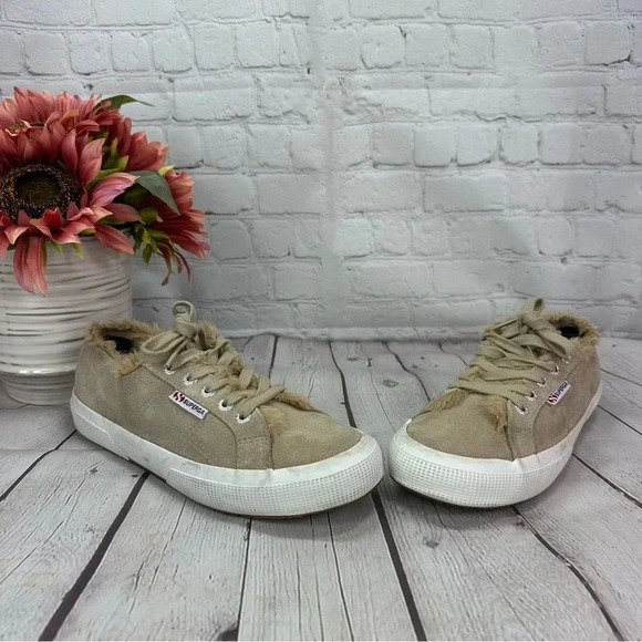 superga faux fur beige fashion sneakers EU 38 USA 7.5 - Picture 8 of 8